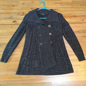 Style & Co. Charcoal Double-Breasted Cardigan